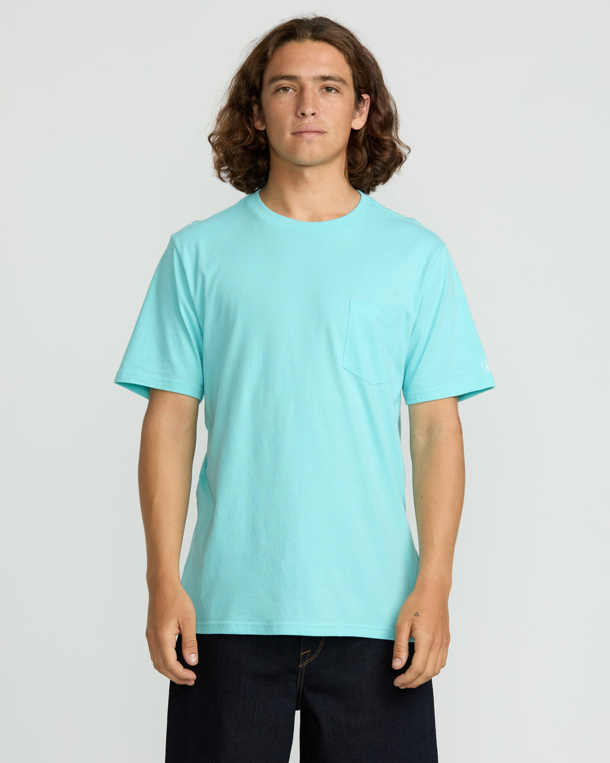 Men's Solid Short Sleeve Shirt Pocket Tee