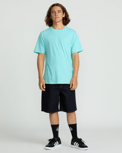Men's Solid Short Sleeve Shirt Pocket Tee